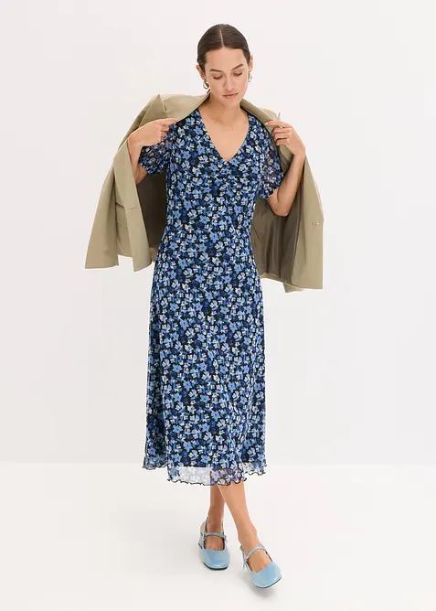 Abito midi in mesh stampato, bonprix