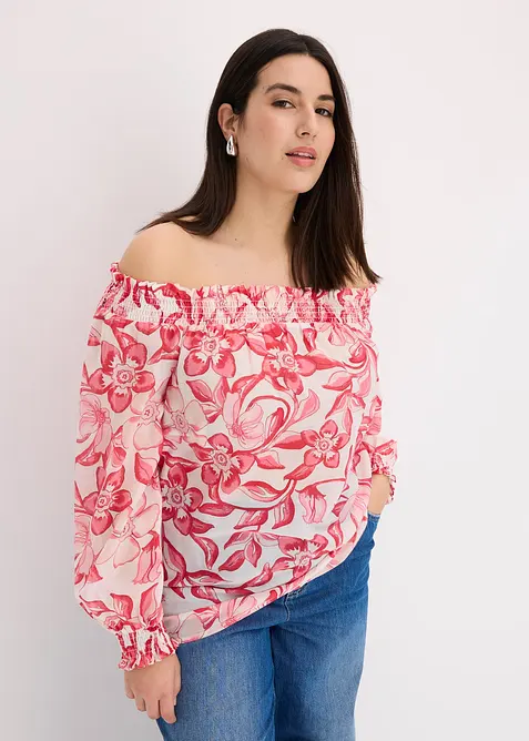 Blusa fantasia con spalle scoperte, bonprix