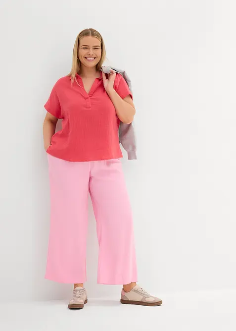 Blusa a maniche corte in mussola leggera, bonprix