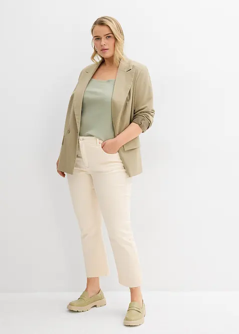 Jeans flared cropped, vita alta, bonprix