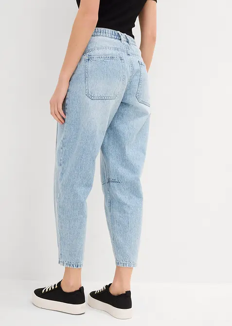 Jeans barrel cropped low stretch, vita media, bonprix