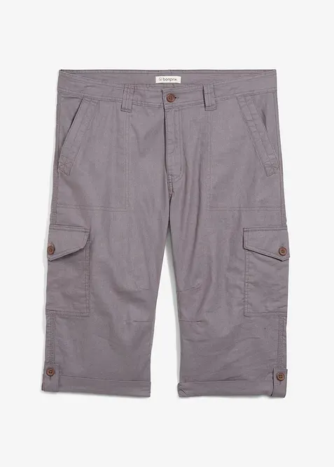 Bermuda cargo lunghi in fresco misto lino, regular fit, bonprix