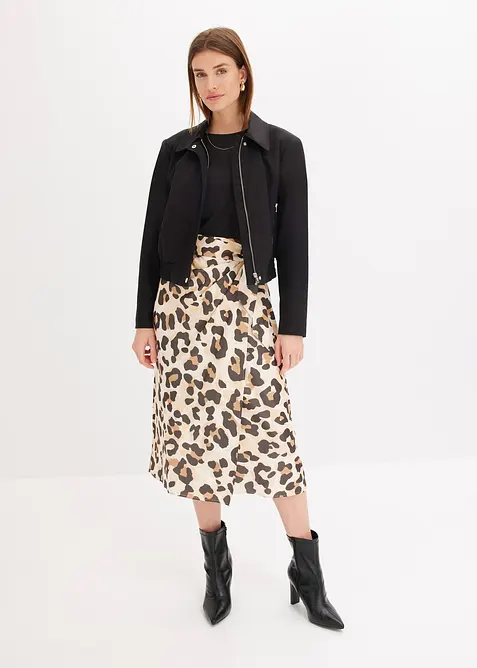 Gonna a portafoglio in fine misto viscosa, bonprix