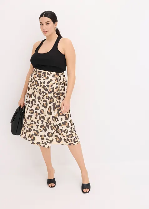 Gonna a portafoglio in fine misto viscosa, bonprix