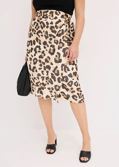 Gonna a portafoglio in fine misto viscosa, bonprix