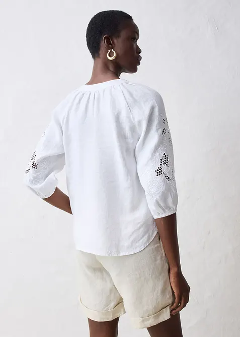 Tunica in puro lino con ricami traforati, bonprix