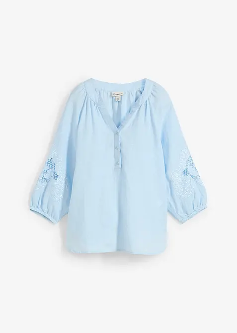Tunica in puro lino con ricami traforati, bonprix