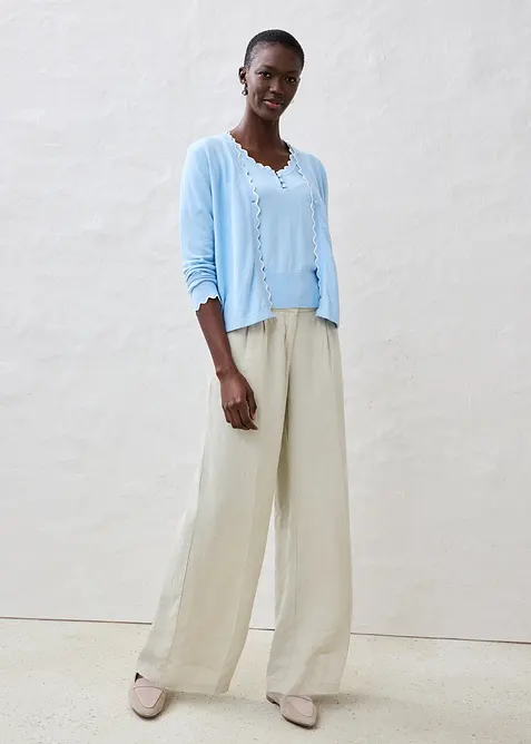 Pantaloni con pinces in puro lino, bonprix