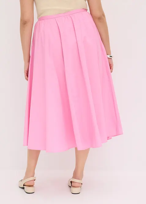 Gonna midi in misto cotone elasticizzato, bonprix