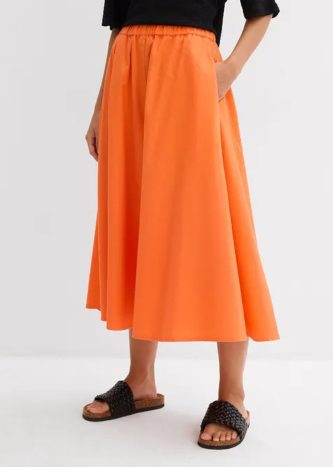 Gonna midi in misto lino, bonprix