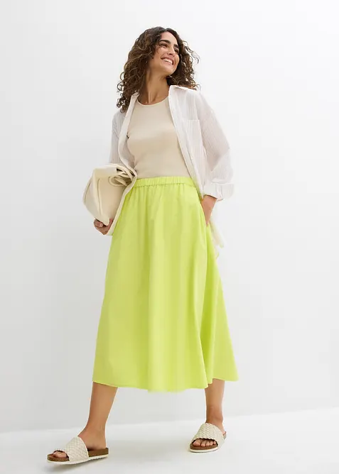 Gonna midi in misto lino, bonprix