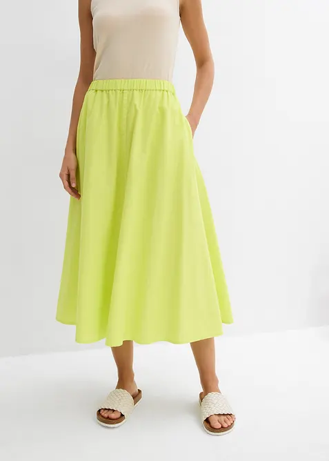 Gonna midi in misto lino, bonprix