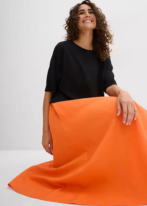 Gonna midi in misto lino, bonprix