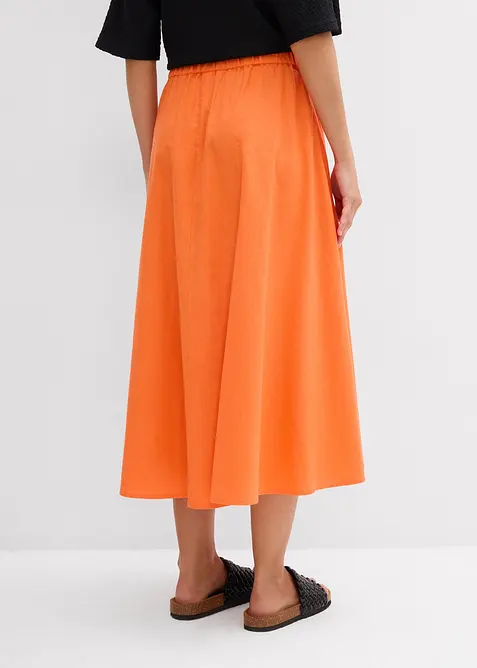 Gonna midi in misto lino, bonprix