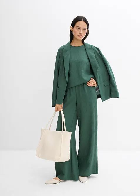 Pantaloni in misto viscosa crinkle strutturato, bonprix