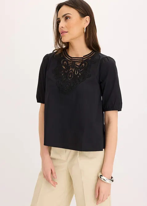 Blusa a maniche corte con pizzo, bonprix