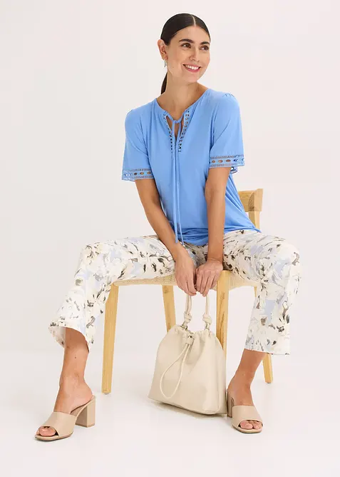 Maglia lunga con bordi in pizzo, bonprix