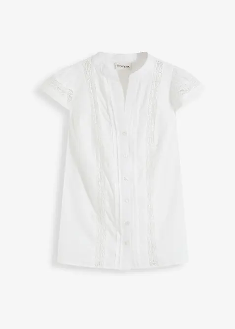 Camicetta in puro cotone con ricamo traforato, bonprix