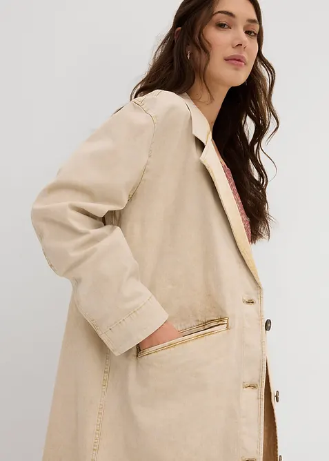 Trench lungo in twill, bonprix