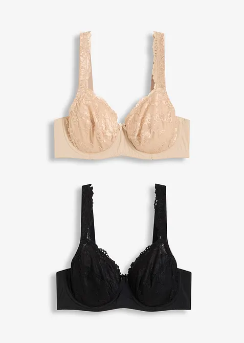 Reggiseno con ferretto e pizzo delicato (pacco da 2), bonprix
