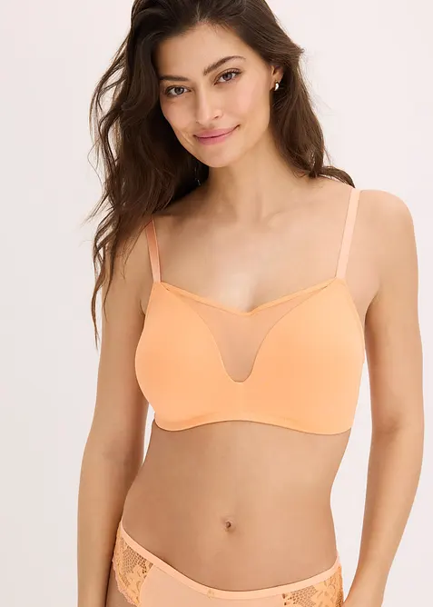 Reggiseno con coppe preformate e mesh, senza ferretto, bonprix