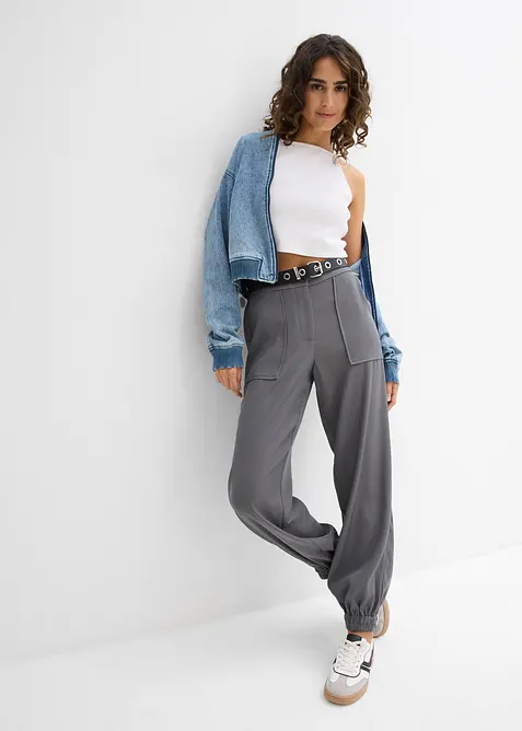 Top a coste in puro cotone biologico, bonprix