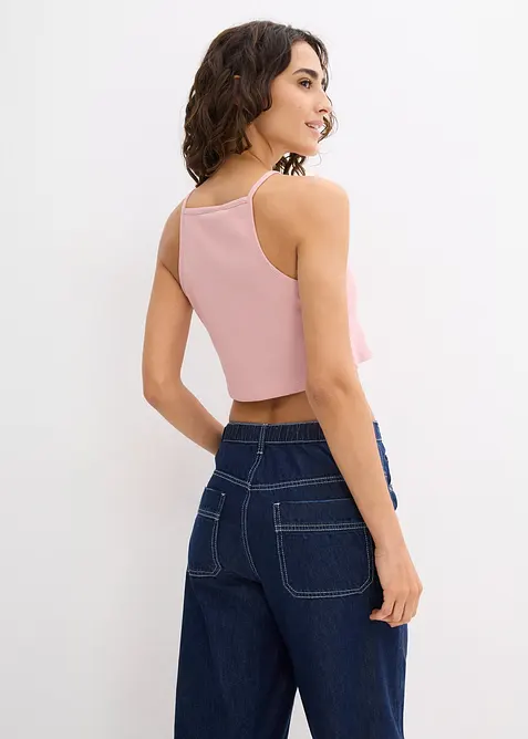 Top a coste in puro cotone biologico, bonprix