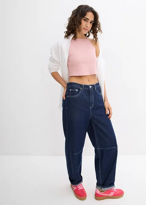 Top a coste in puro cotone biologico, bonprix