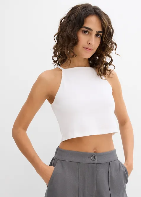 Top a coste in puro cotone biologico, bonprix