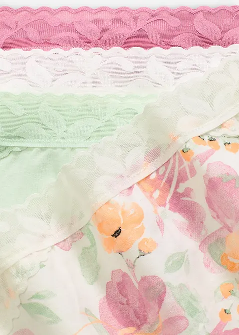 Slip alto con cotone biologico e pizzo (pacco da 5), bonprix