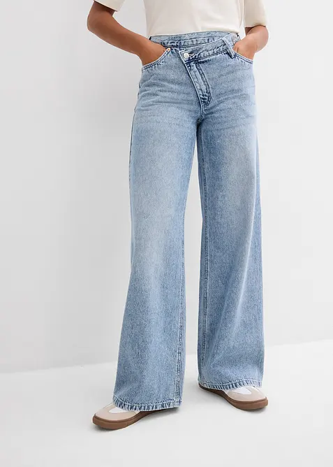 Jeans wide leg, vita media, bonprix