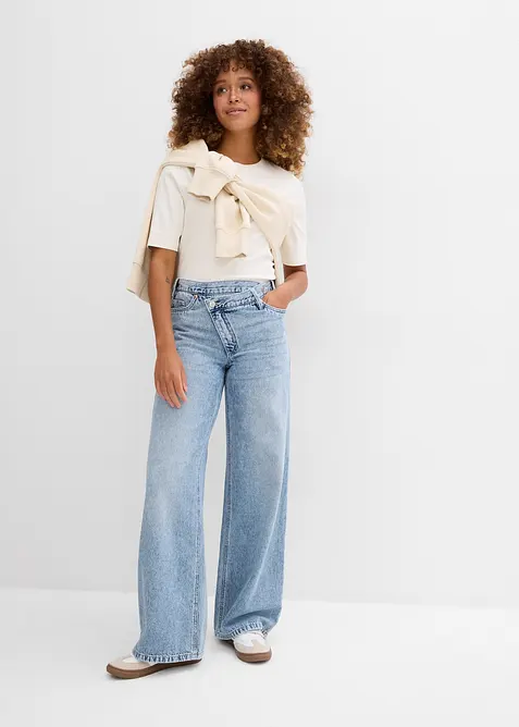 Jeans wide leg, vita media, bonprix