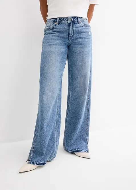 Jeans straight, vita media, bonprix