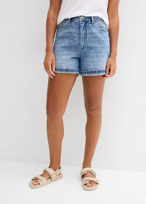 Shorts di jeans, vita alta, bonprix