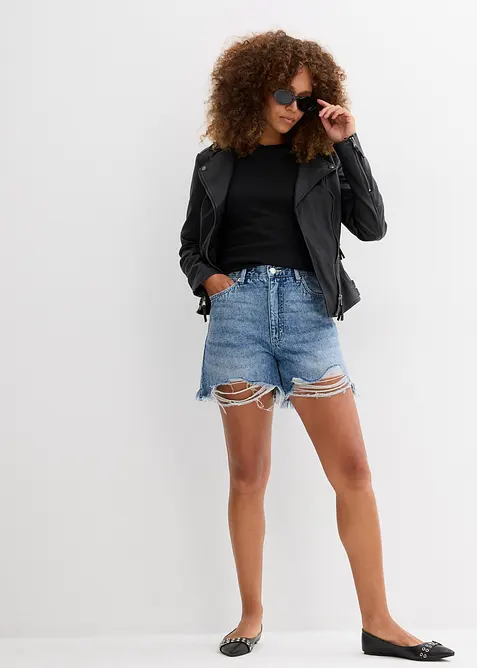 Shorts di jeans, vita alta, bonprix