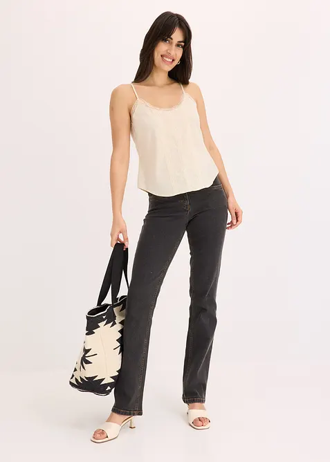 Top in puro cotone con ricamo traforato, bonprix