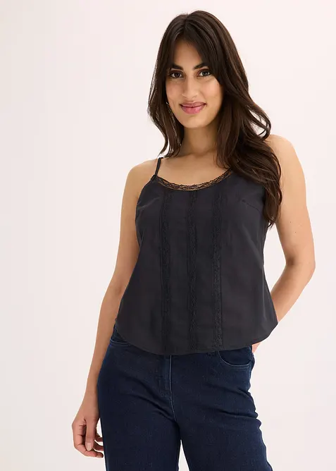 Top in puro cotone con ricamo traforato, bonprix
