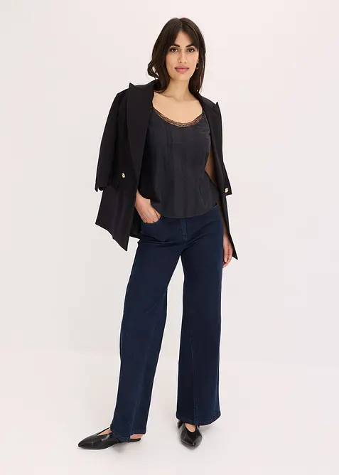 Top in puro cotone con ricamo traforato, bonprix