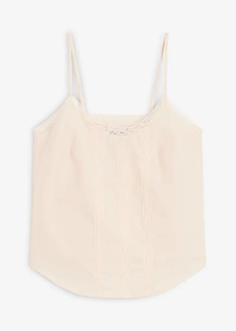 Top in puro cotone con ricamo traforato, bonprix