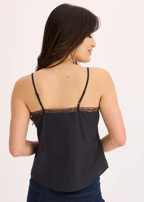 Top in puro cotone con ricamo traforato, bonprix