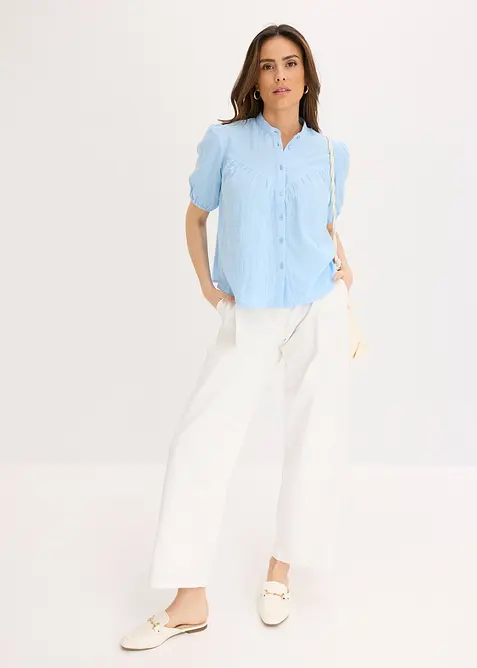 Blusa a maniche corte in mussola, bonprix
