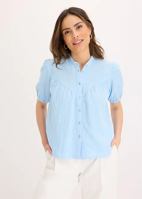 Blusa a maniche corte in mussola, bonprix