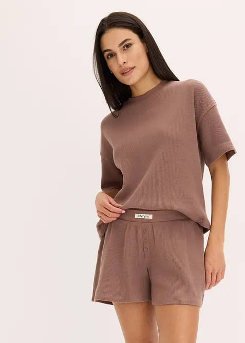 Tuta da casa oversize in jersey alveolare con pantaloncini, bonprix