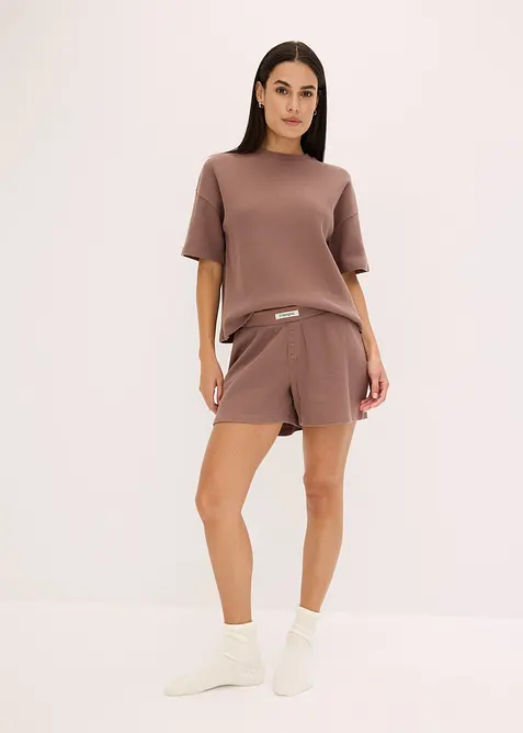 Tuta da casa oversize in jersey alveolare con pantaloncini, bonprix