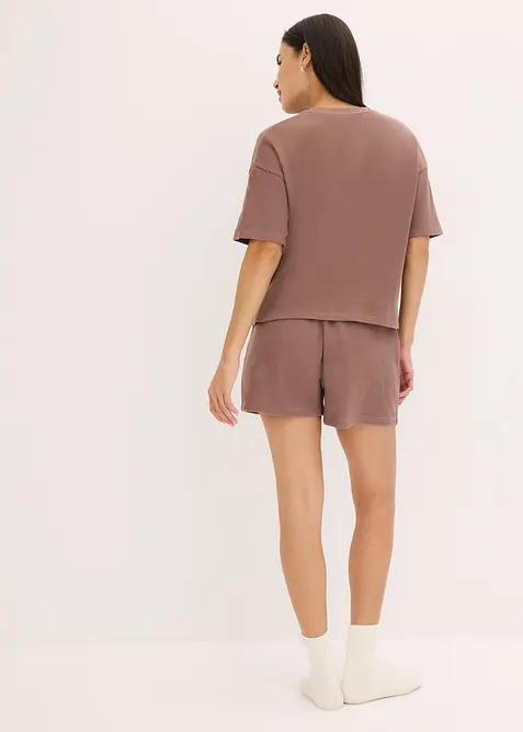 Tuta da casa oversize in jersey alveolare con pantaloncini, bonprix
