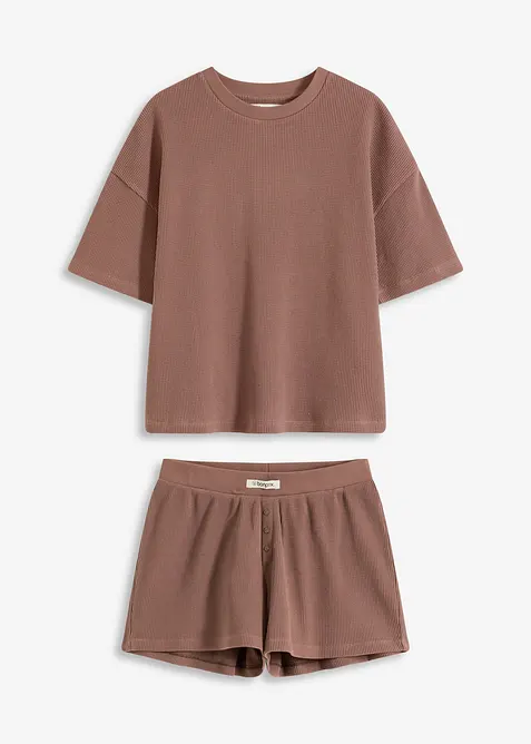 Tuta da casa oversize in jersey alveolare con pantaloncini, bonprix