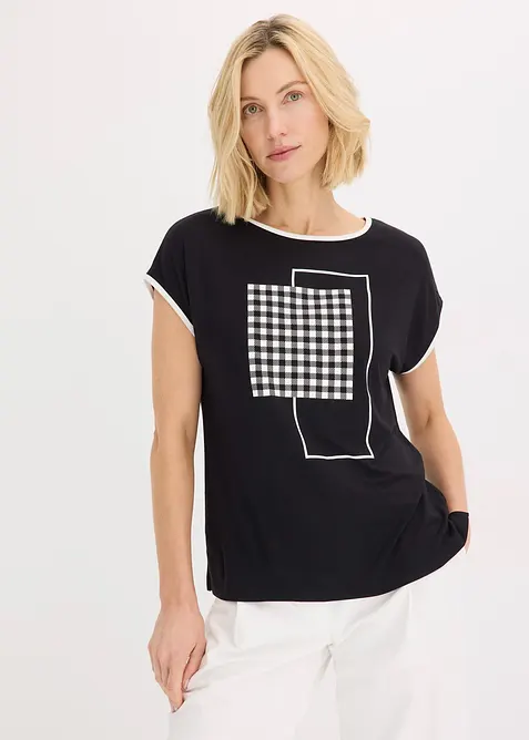Maglia con stampa e bordi a contrasto, bonprix