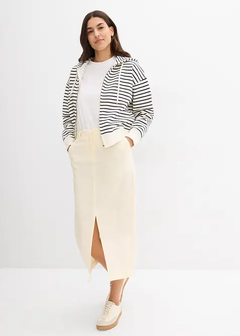 Gonna midi in misto lino fresco, bonprix