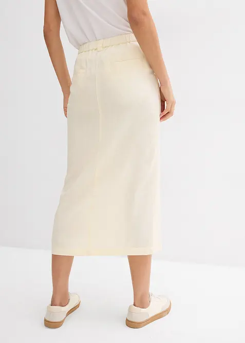 Gonna midi in misto lino fresco, bonprix