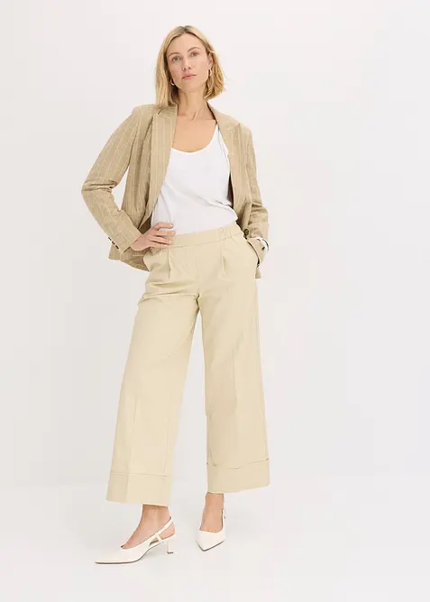 Pantaloni con pinces in cotone elasticizzato, bonprix
